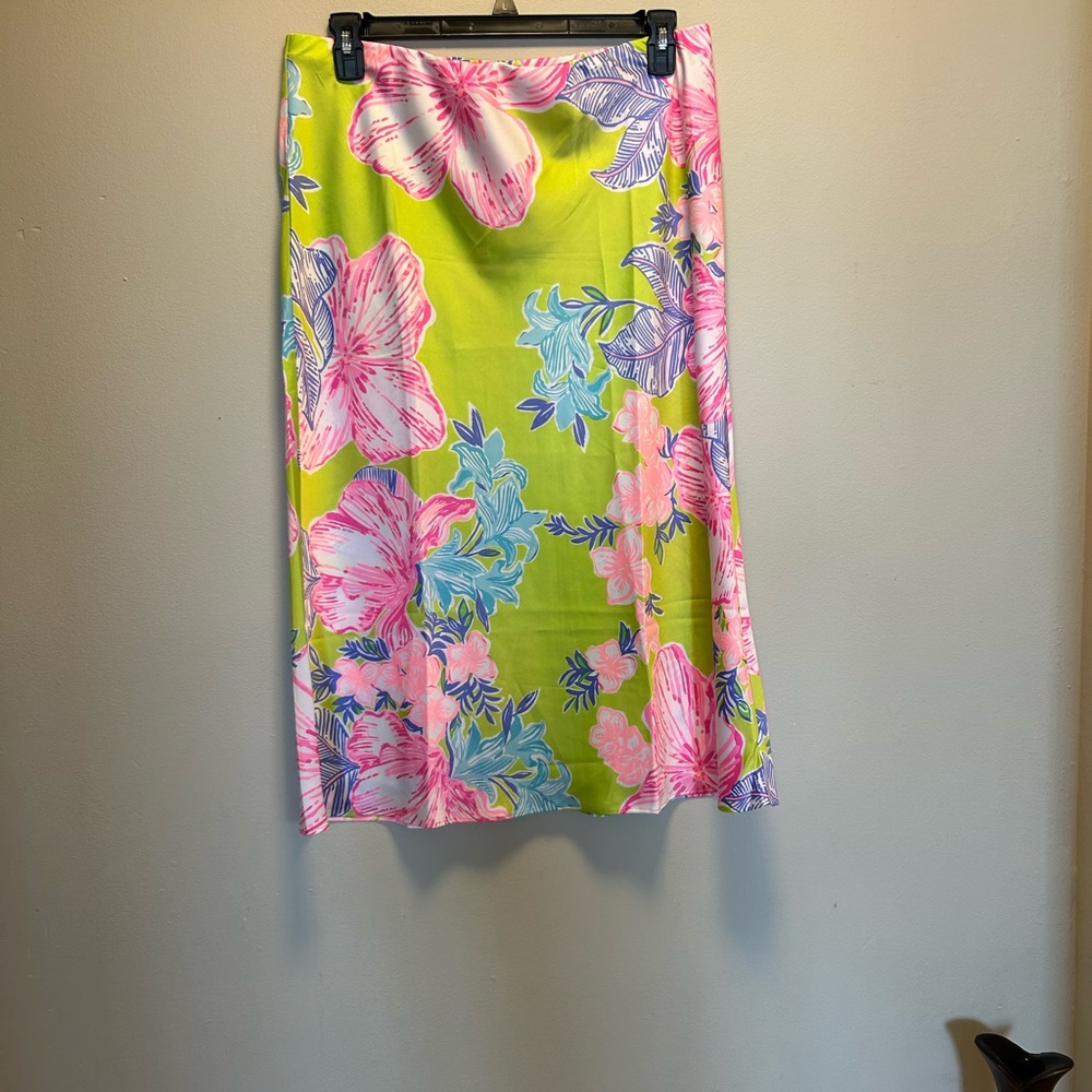 Lilly Pulitzer Green A-Line Midi Skirt Resort Wear